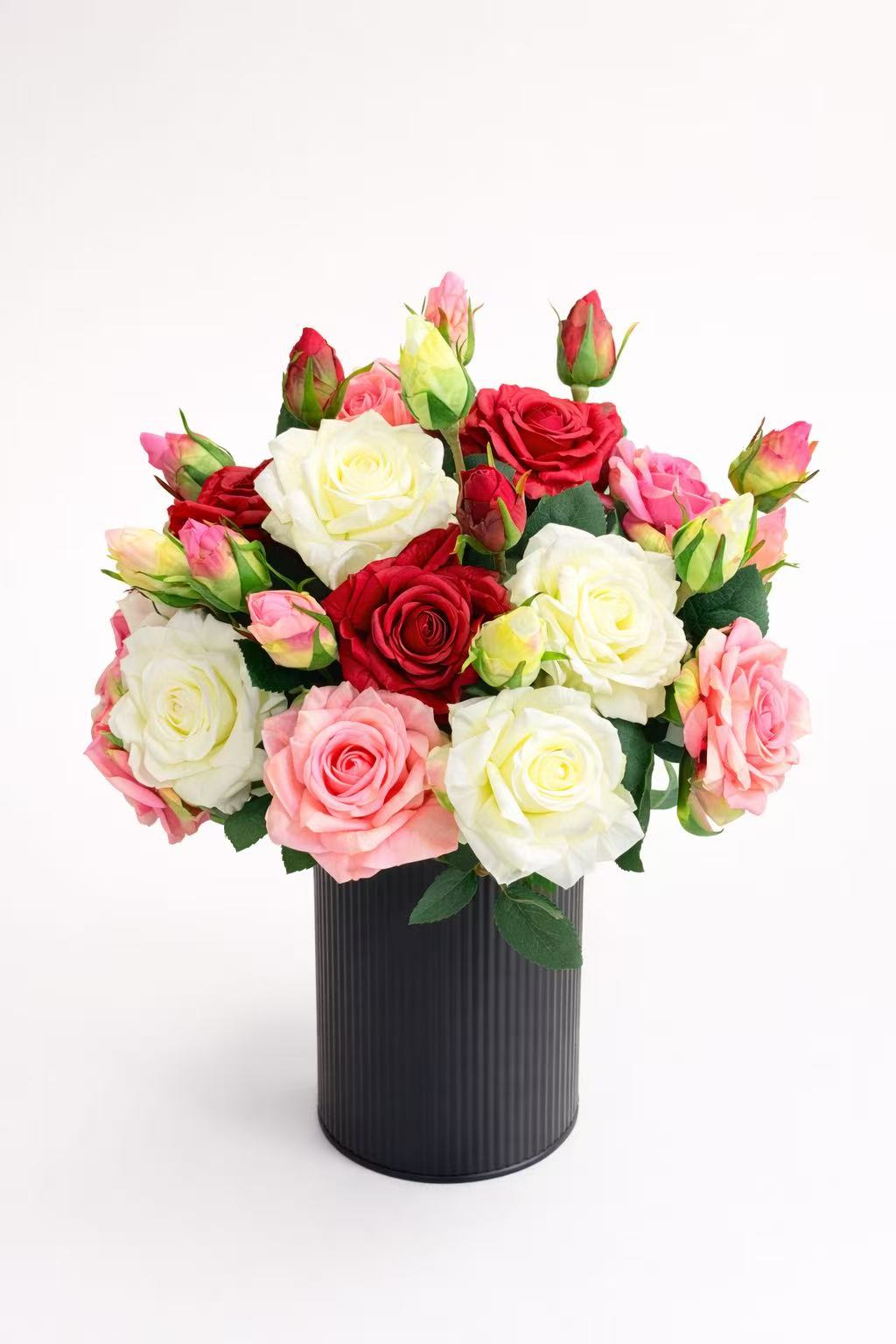 18" Real Touch Rose Arrangement in Black Pot(13pc rose)